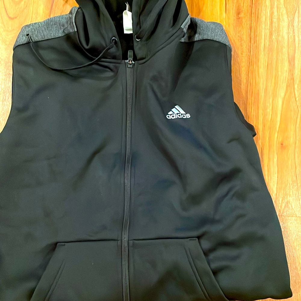 Black and Gray Adidas zip hoodie